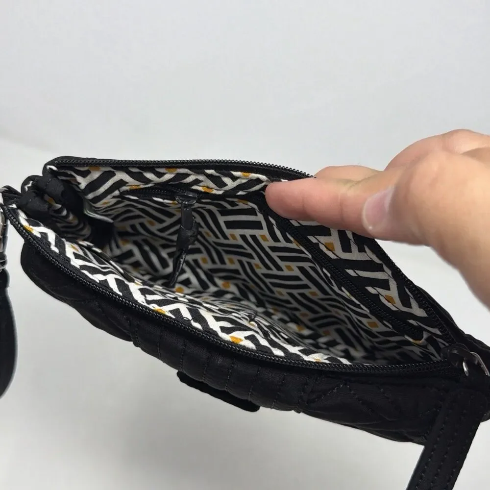 Vera Bradley Black Quilted Turn Lock Wristlet Wallet Clutch Handbag